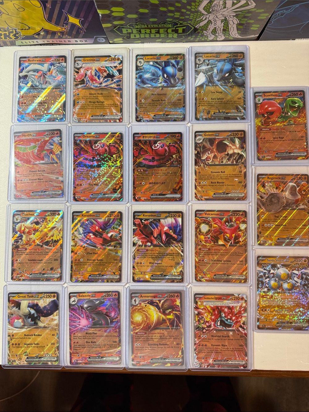Pokemon Holographic Full-Art Cards - Gold, Red, Orange, Blue Accents